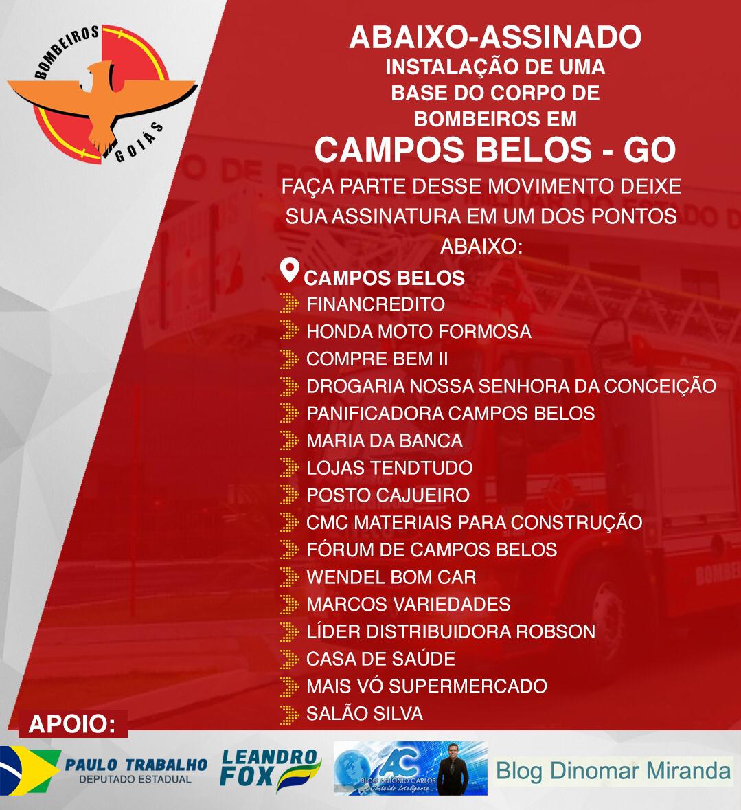 Comunidades do Nordeste de Goiás, incluindo Chapadas dos Veadeiros, e Sudeste do Tocantins são convocadas para abaixo-assinado para quartel dos Bombeiros