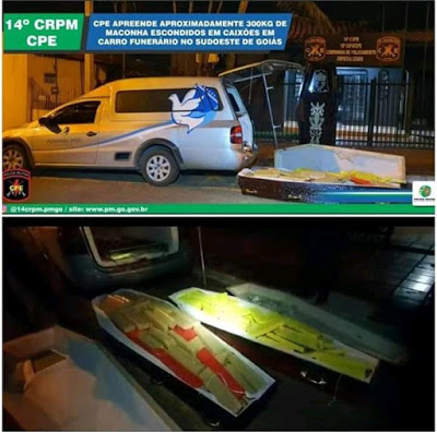 Pode isso, Arnaldo? Carro funerário transportava 300 kg de maconha em caixões. Motorista disse que era vítima de Covid-19