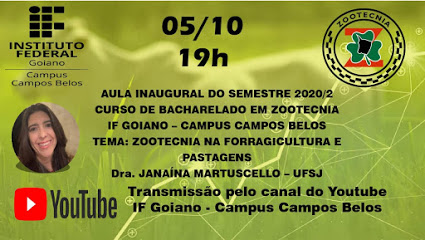 Hoje: Aula inaugural  de Zootecnia do IF Goiano