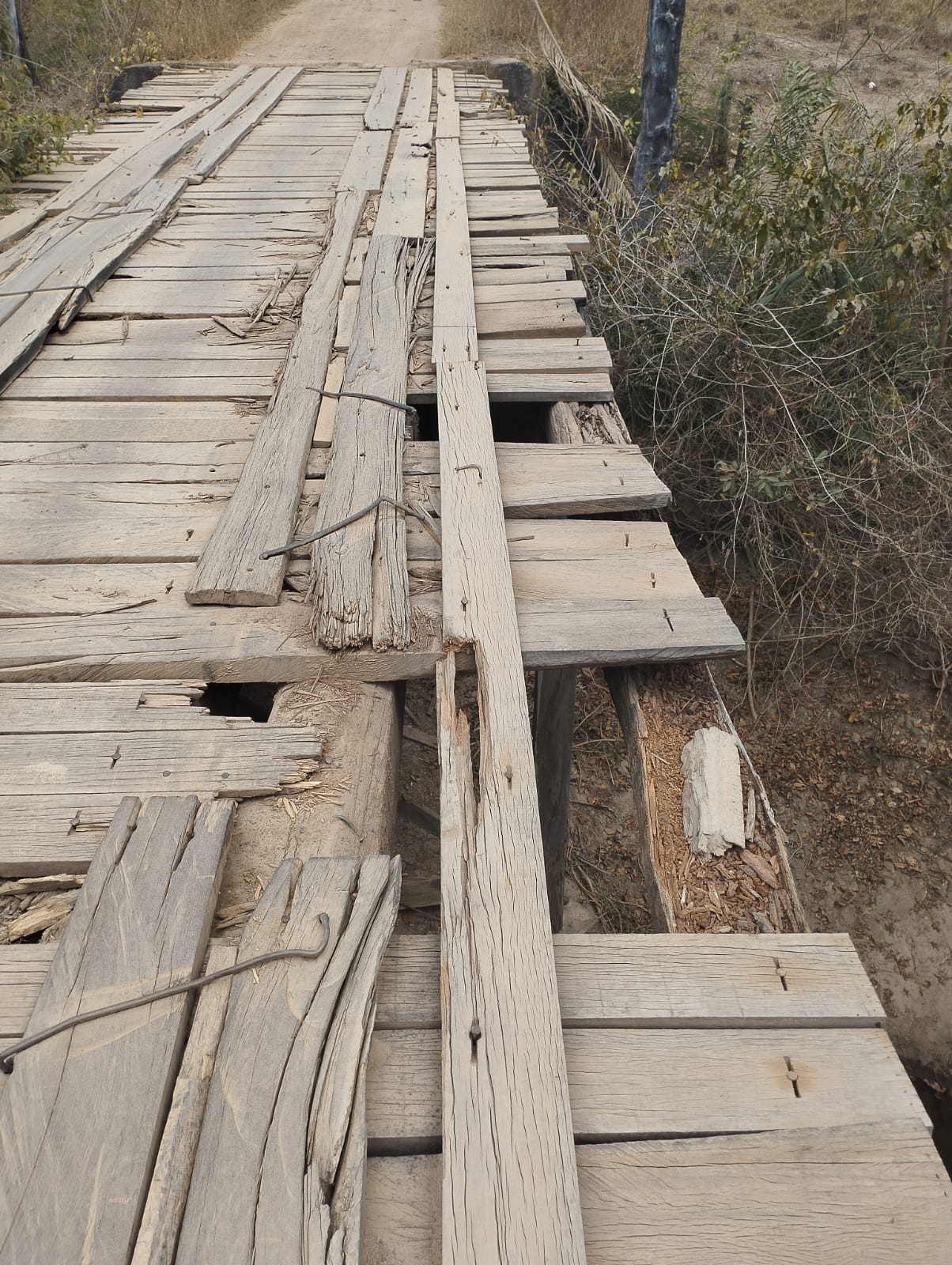 Estudante pede socorro. Ponte podre põe todos em perigo