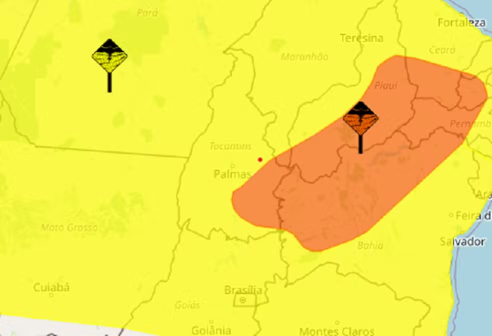 Dois alertas de chuvas intensas para o sudeste do Tocantins