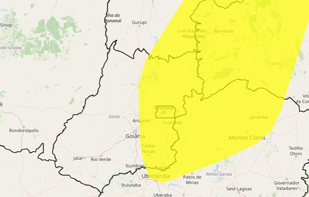 Inmet emite alerta de vendaval para 20 cidades goianas